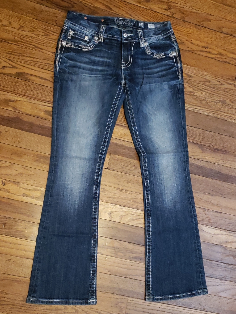 Miss ME Women's Dark Wash Flare Jeans